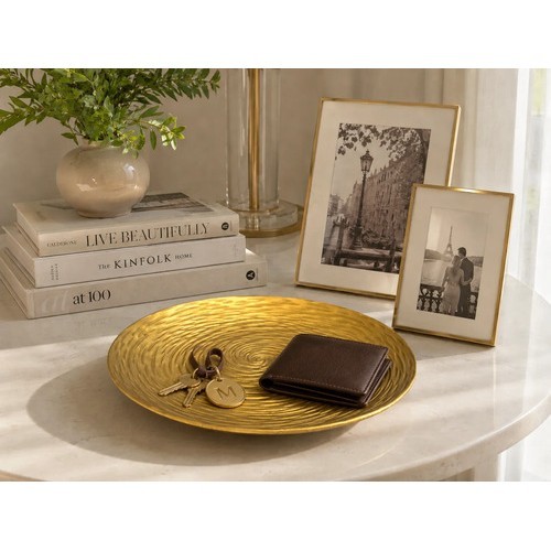 Centro De Mesa Redondo Dourado 30cm Decoração Elegante Doura Dourado