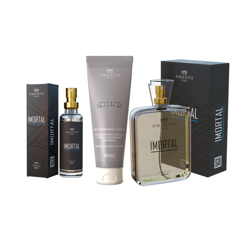 Kit Masculino Premium Imortal: Perfume 100ml + 15ml + Hidratante | Amakha Paris