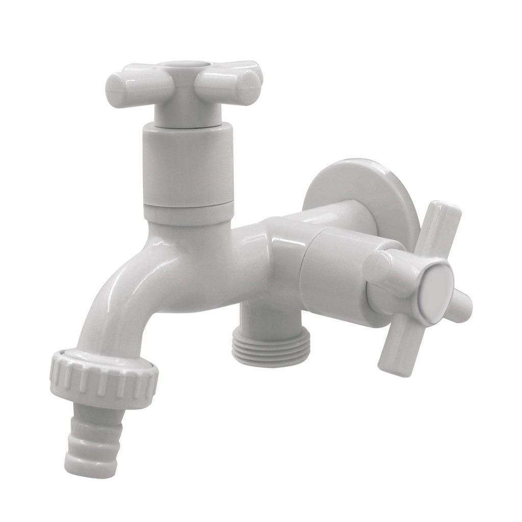Torneira Tanque Maquina 2 Saídas Abs Branco Slim 1/4 V Area Servico Jardim