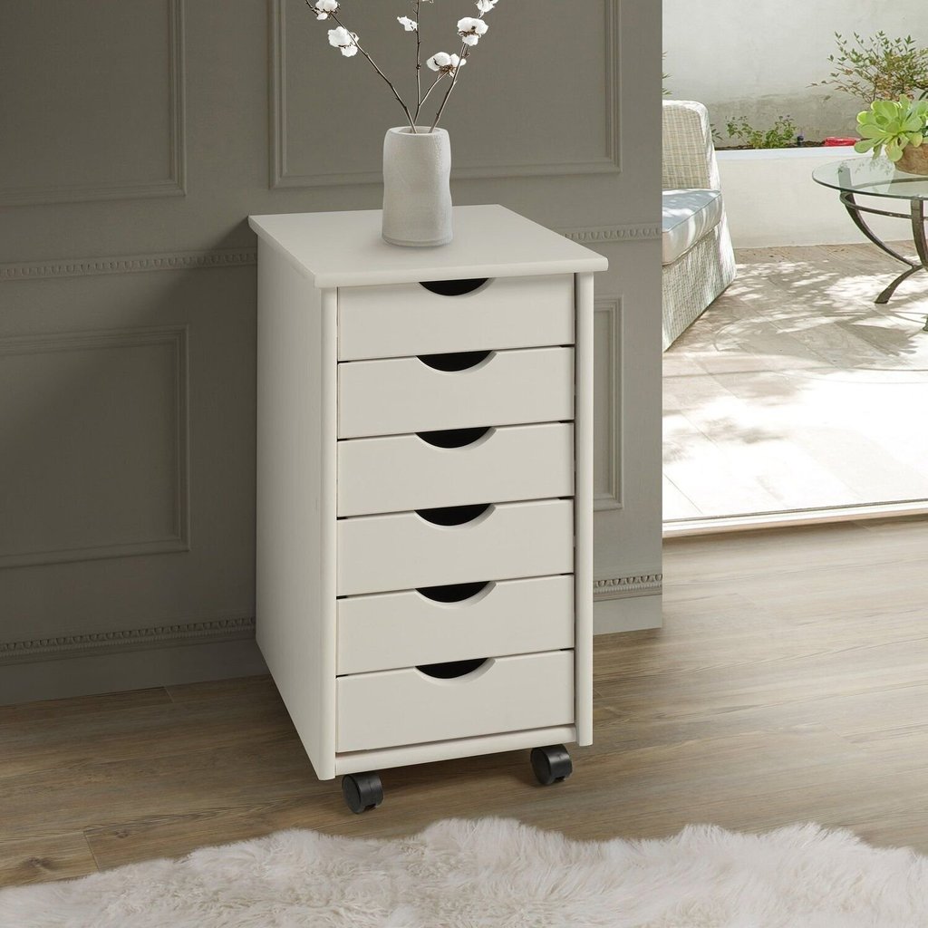 Móveis para Quarto Gaveteiro 6 Gavetas Simon Branco Branco