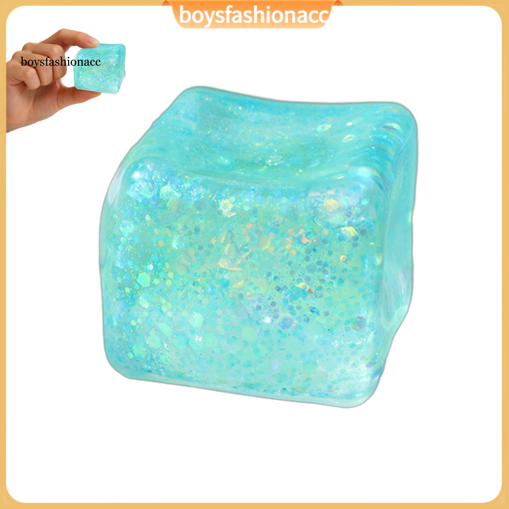 Ice Cube Squeeze Toy with Glitter – Slow-rising Water Tpr Fidget Stress Relief Gadget for Kids Adults Portable Decompr