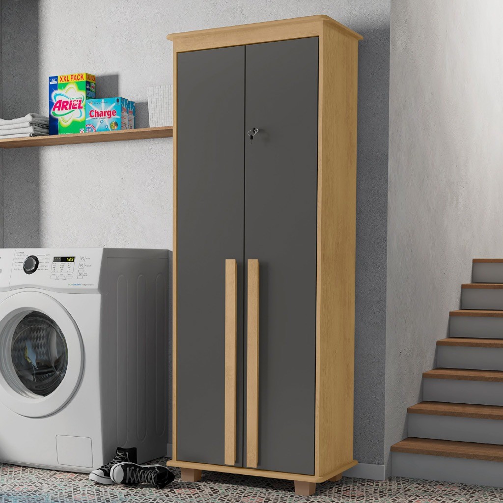 Organizador Sapateira Armário Multiuso 2 Portas Com Chave Branco Para Quarto Lavanderia Escritório