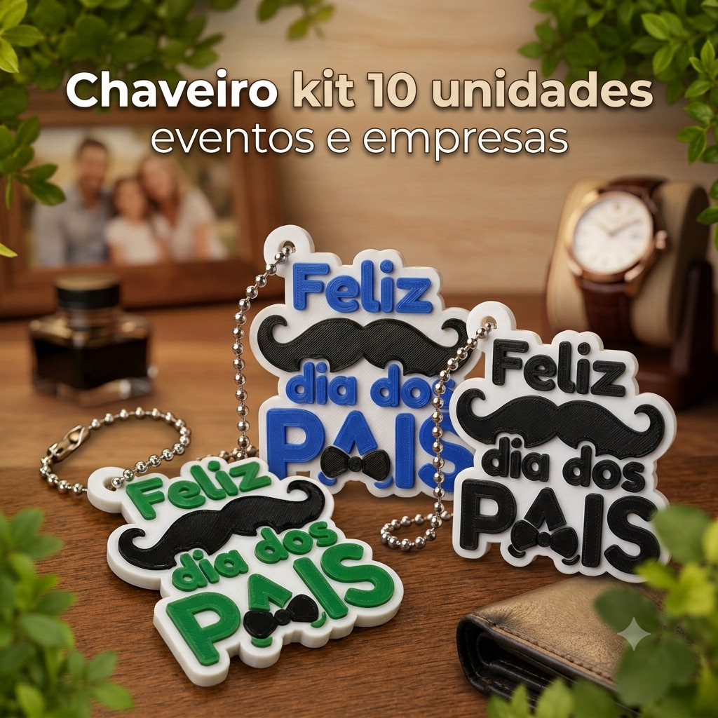 Kit 10 Chaveiro Feliz dia dos Pais lembrancinhas Premium eventos, escolas, empresas Igreja e homenagens