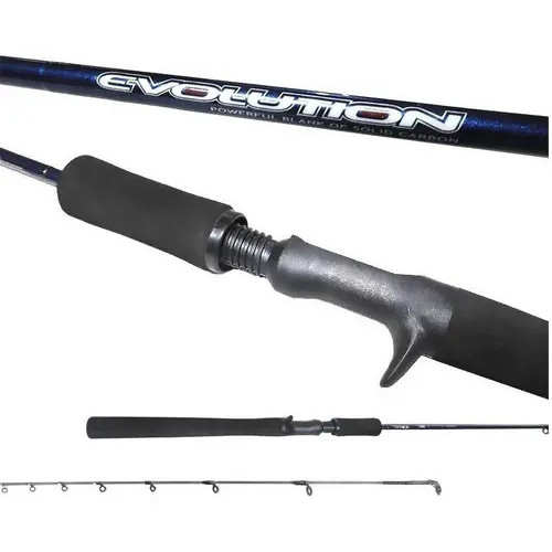 Vara de Pesca Marine Sports Evolution MS-C561M Carbono 1,68m 20lb Casting Carretilha Azul Ação Média EVA