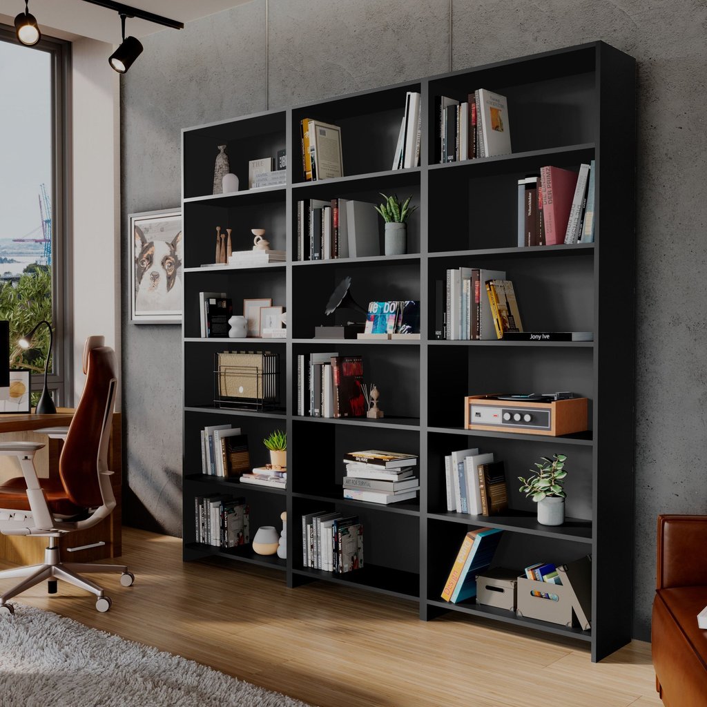 Estante de Livros 171CMX182CM Kit 3 Estantes LV200 Preto Preto