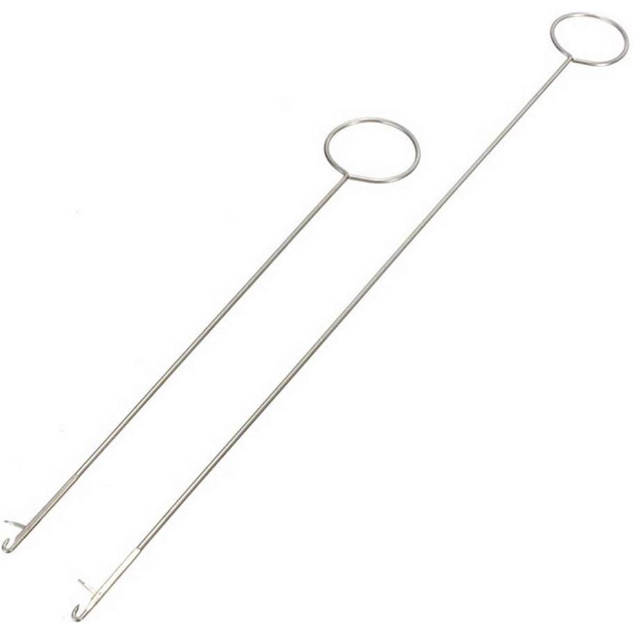 2 Peças de Gancho Virador de Laços de Costura em Aço Inoxidável de 10,4" e 7" com Fecho para Tecidos, Tubos, Correias, C