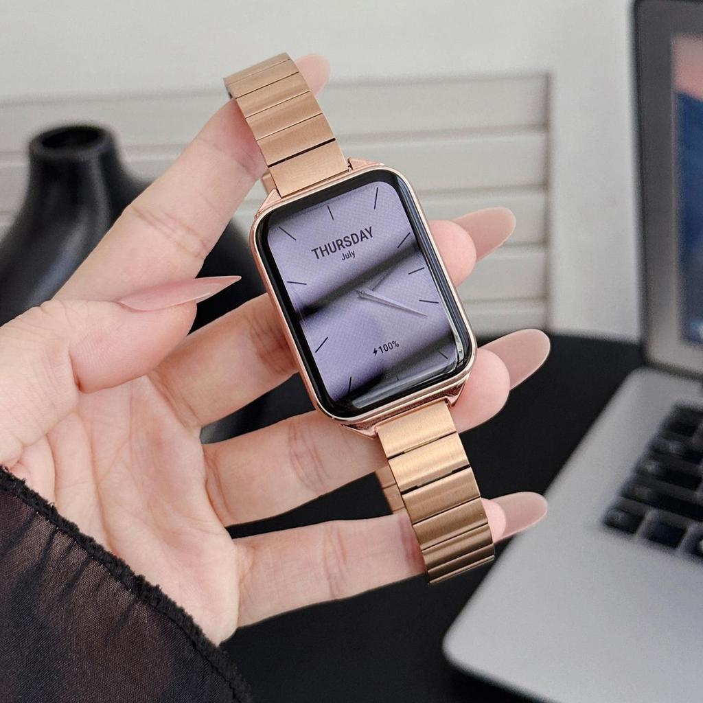 Pulseira De Aço Inoxidável De Elo Único De Cintura Fina Estreita Para Xiaomi Sma