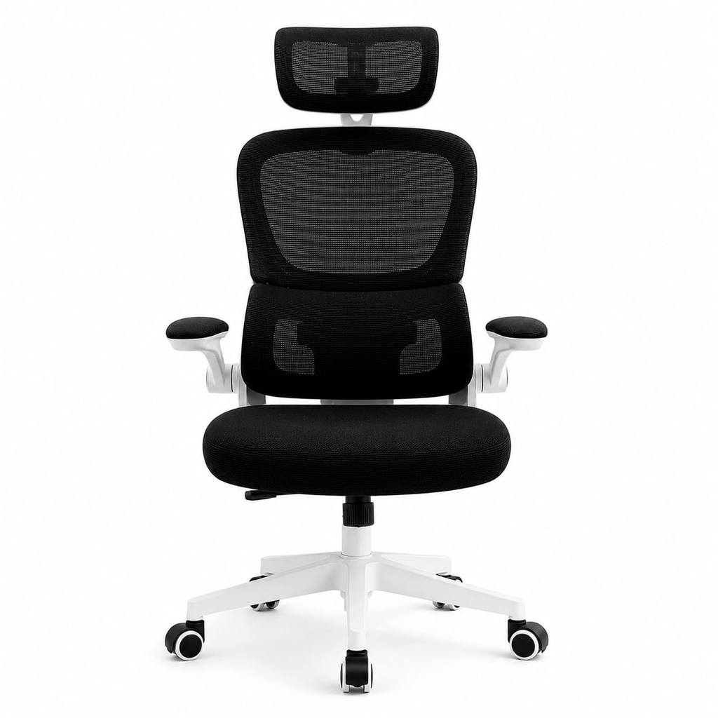 Cadeira Ergonômica de Escritório Luminix Mesh Premium com Apoio de Cabeça, Apoio Lombar e Braços Retráteis