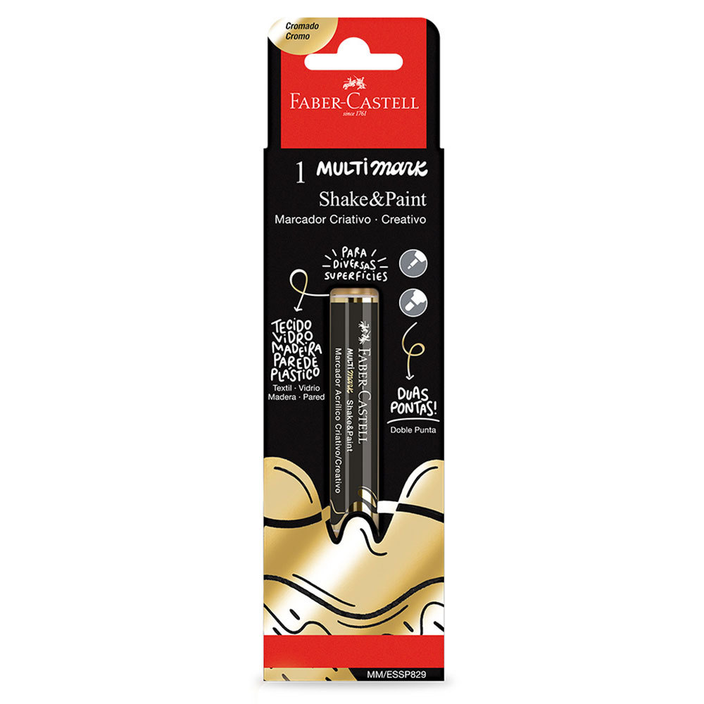 Pincel marcador multisuperfícies Multimark Cromado Ouro MM/ESSP829\357212 com 1 unidade Faber-Cas