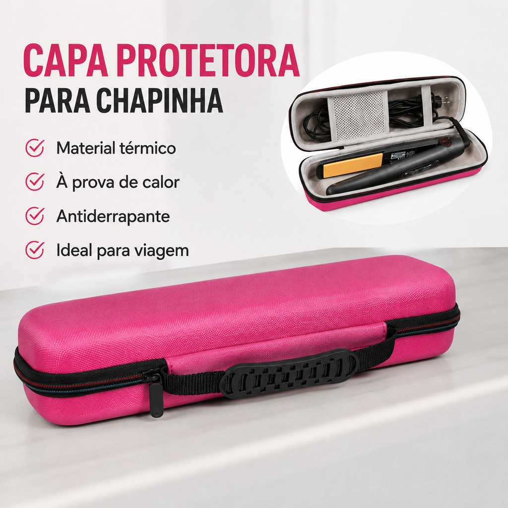 Capa Protetora para Chapinha Lizze com Material Térmico, Antiderrapante, À Prova de Calor e Ideal para Viagem