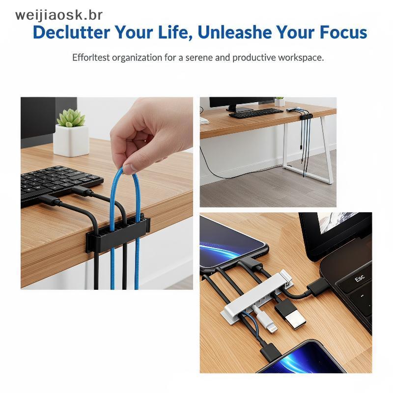 wei Organizador De Cabos De Silicone Flexível , Gerenciamento , Clipes De Suporte De Fio , Enrolador USB Reutilizável Pa