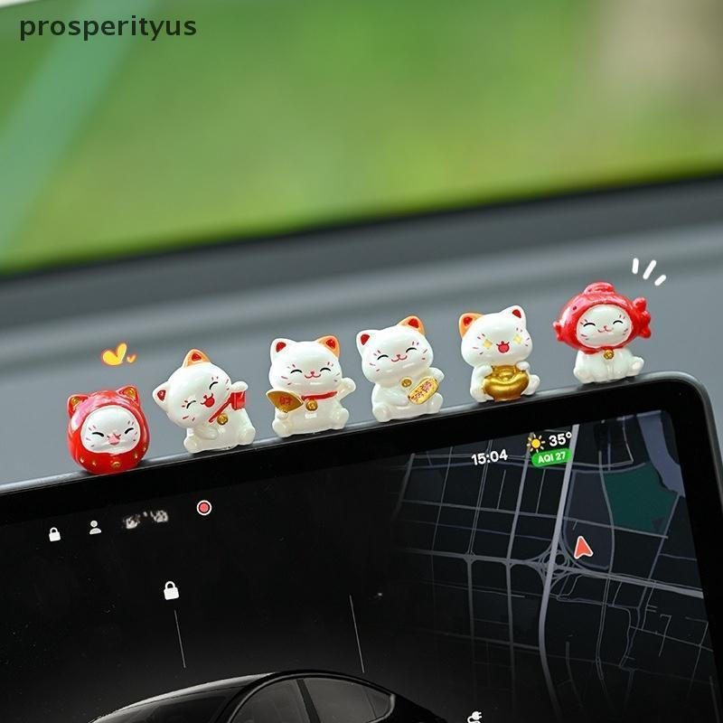 [prosperityus] 6 Peças de Estatuetas de Animais, Modelo da Sorte, Novos Ornamentos Maneki Neko de Desenho Animado Chinês