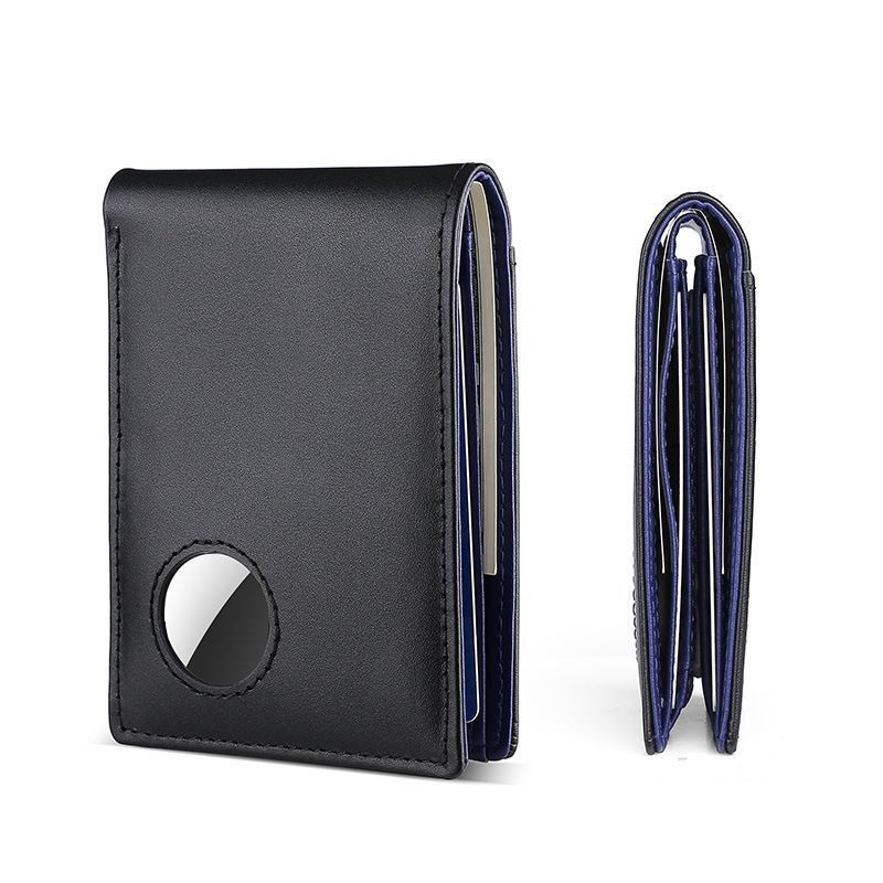 Carteira de couro genuíno americana masculina airtag Apple rastreador localizado