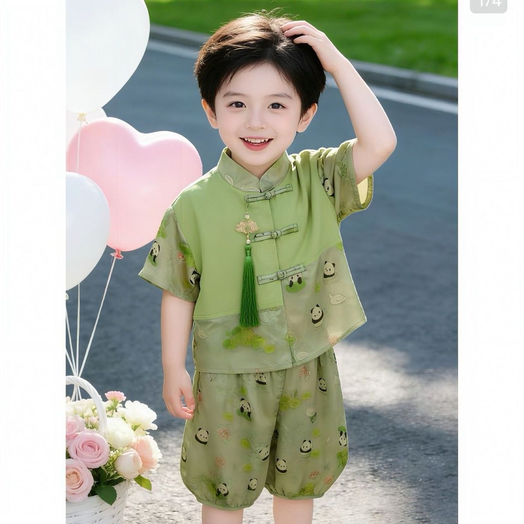 2026 terno infantil Hanfu meninos meninas roupas infantis bebê antigo Shorts de manga curta estilo fino 8.3