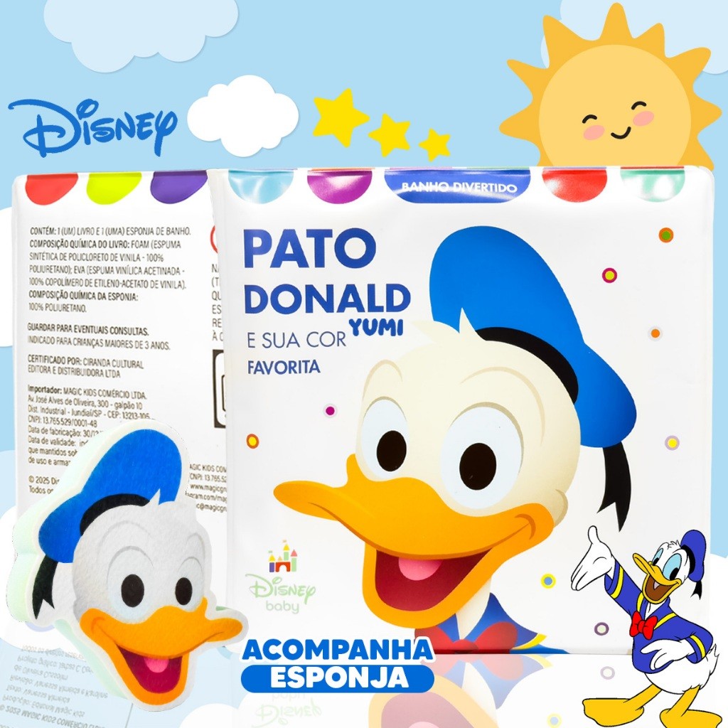 Coleção Livros De Banho Pato Donald: Livro Do Bebê Com Esponja Macia E Leitura Sensorial Para Bebês