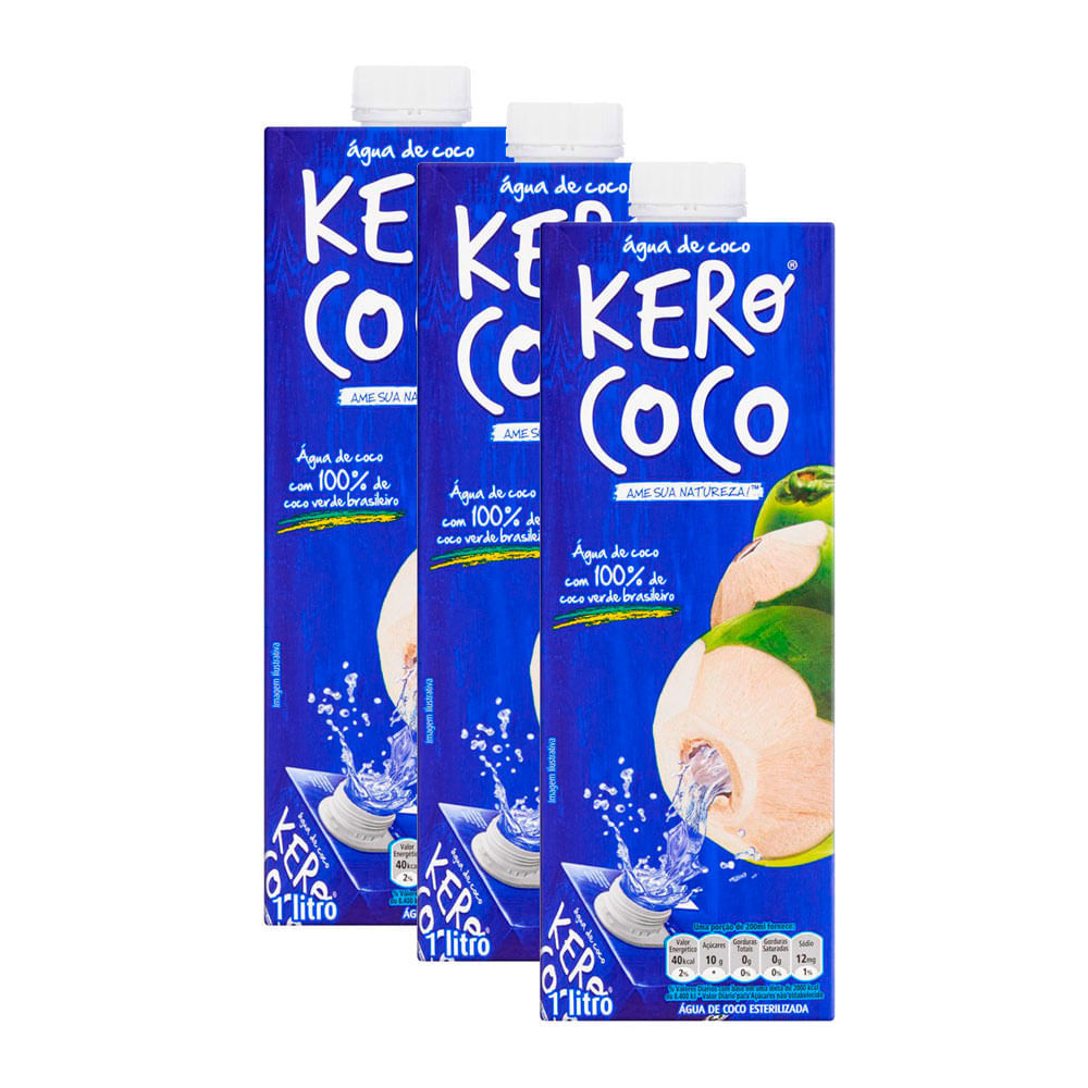 Kit 3 Água de Coco Kero Coco 1 Litro