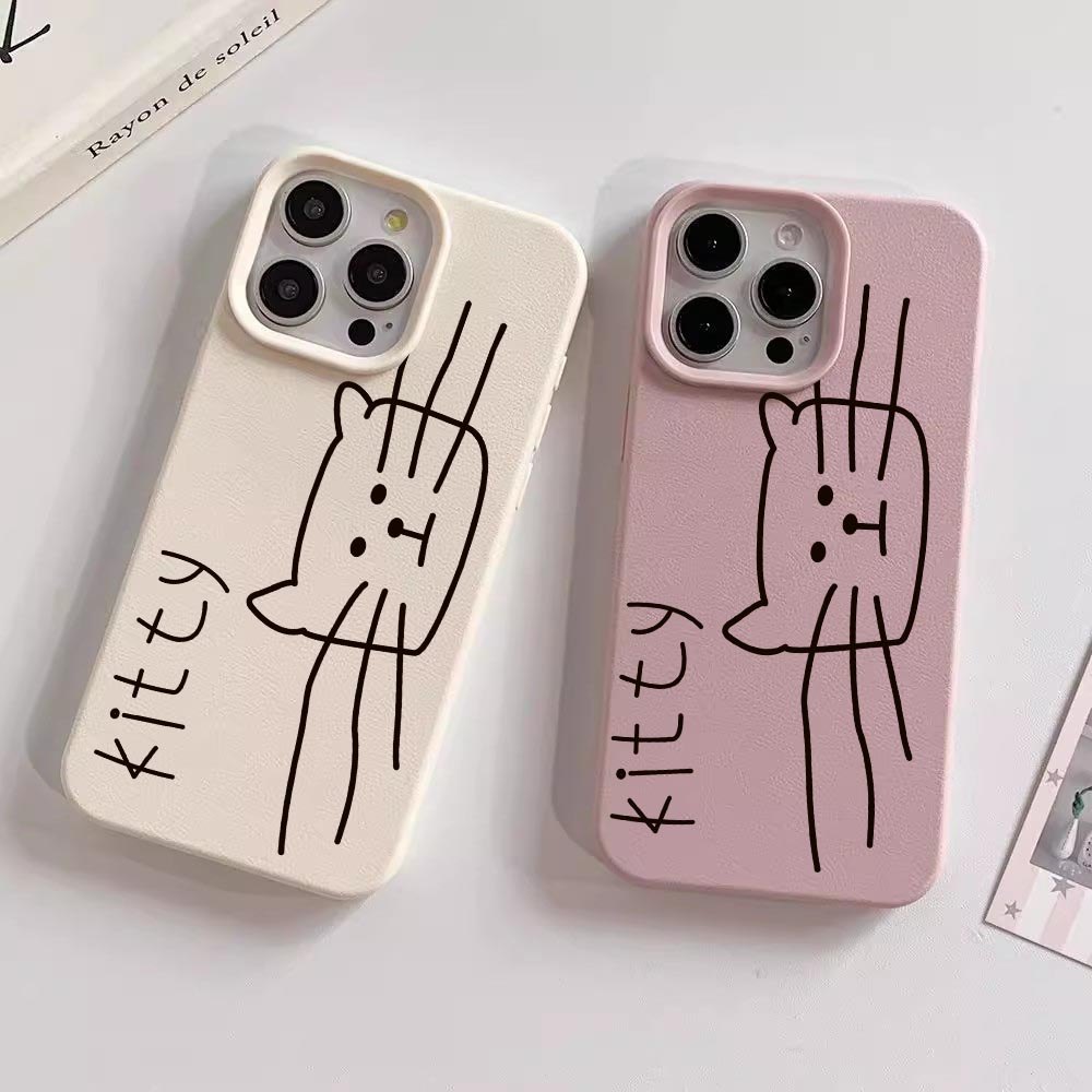 Simples Doodle Arte Linha Gato Lichia Padrão Caso Para Samsung Galaxy A55 A35 A15 A14 A52 A54 A57 A37 A27 A36 A34 A16 5G