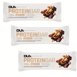 Kit 3 Barra de Proteína Dux Proteibar Chocolate e Amendoim 20g de Proteína com 60g