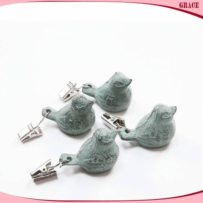 [Grace_sz] Ornamento De Pássaro Anexado Com Clipe De 4 Peças , Texturizado , Item De Decoração , Destaque De Casa Verde