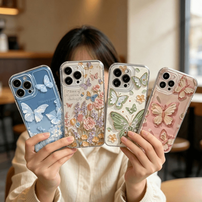 Moda Borboleta Flor Escudo Para Samsung Galaxy A57 A16 A06 A07 A35 A33 A32 A55 A15 A25 A05 A05S A54 A24 A34 A52 A52S A56