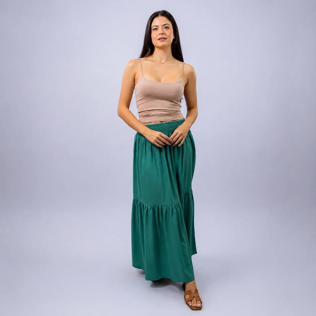 Saia Longa lastex na cintura  Tendencia Moda Chic Feminina elegante Evangélica Confortável para Igreja Trabalho