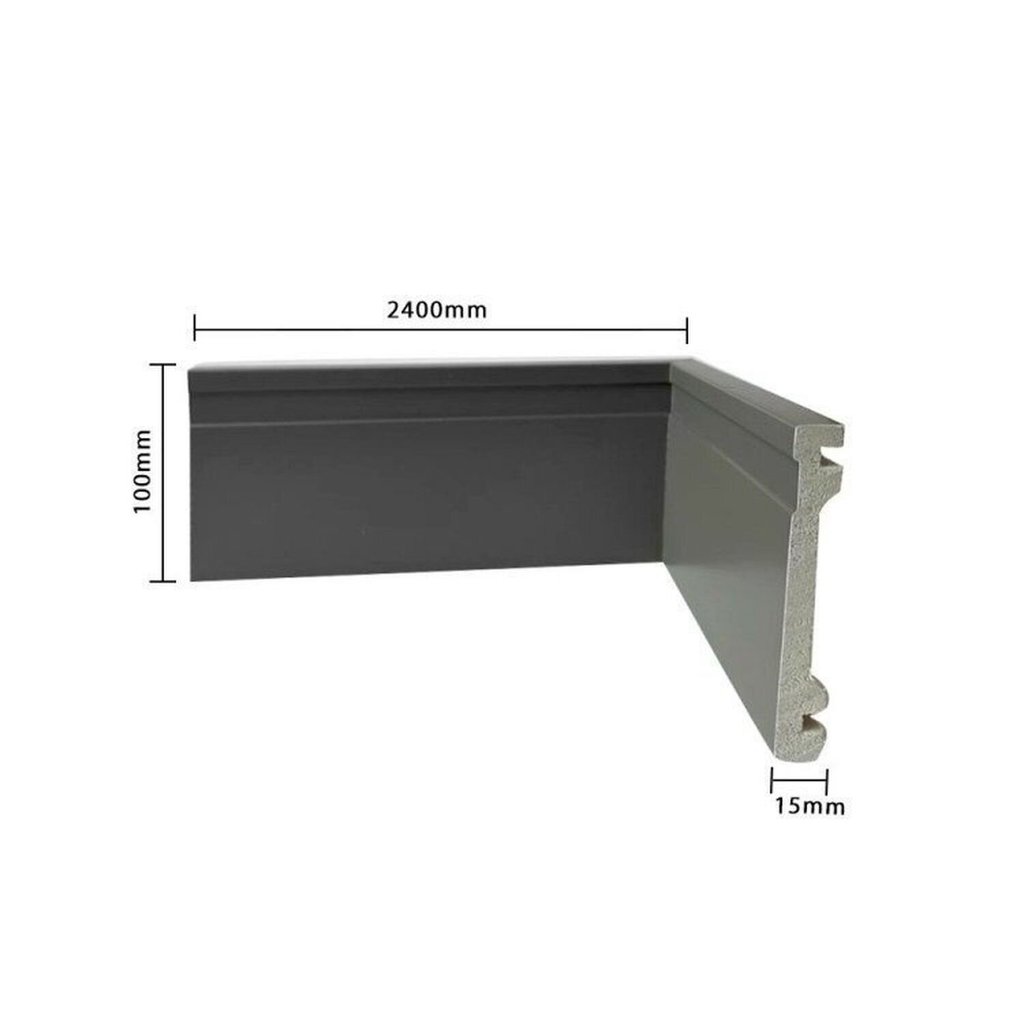 Kit 12m Linear Rodapé de Poliestireno Frisado 10CMX2,40m Cinza Casa Grassi Cinza Frisado