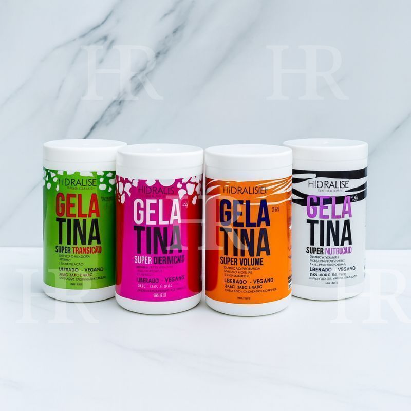 Kit Com 4 Gelatinas Hidralise 1 Kg Cabelos Cacheados Crespos Ondulados