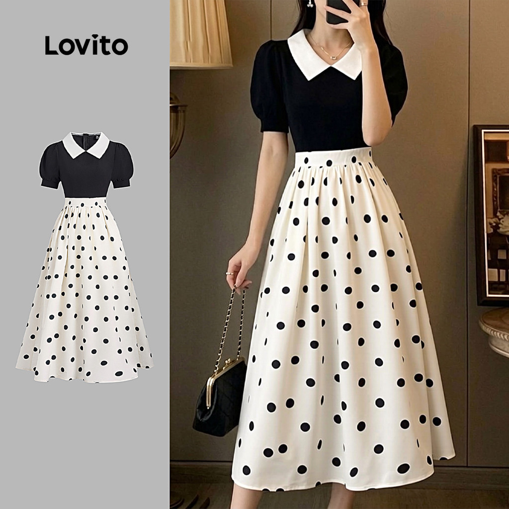 Lovito Vestido Feminino Colorido com Pregas em Estilo Elegante para Primavera/Verão L195ED161