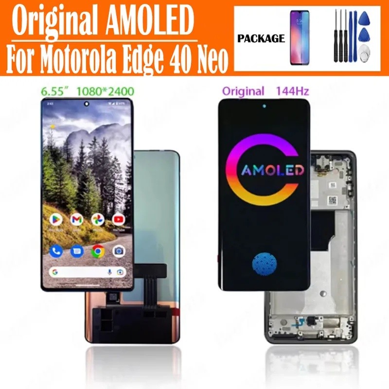 Para Motorola Edge 40 Neo XT2307-1 AMOLED Display LCD Tela De Toque Digitador As