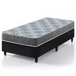 Cama Box Solteiro Preto + Colchão Espuma D23 Zidi Washington 88x188x51cm
