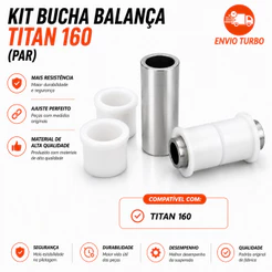 Bucha Quadro Elástico Balança kit 6 peças Modelo Honda Titan 125 150 160 Today 125 Sem folga Premium