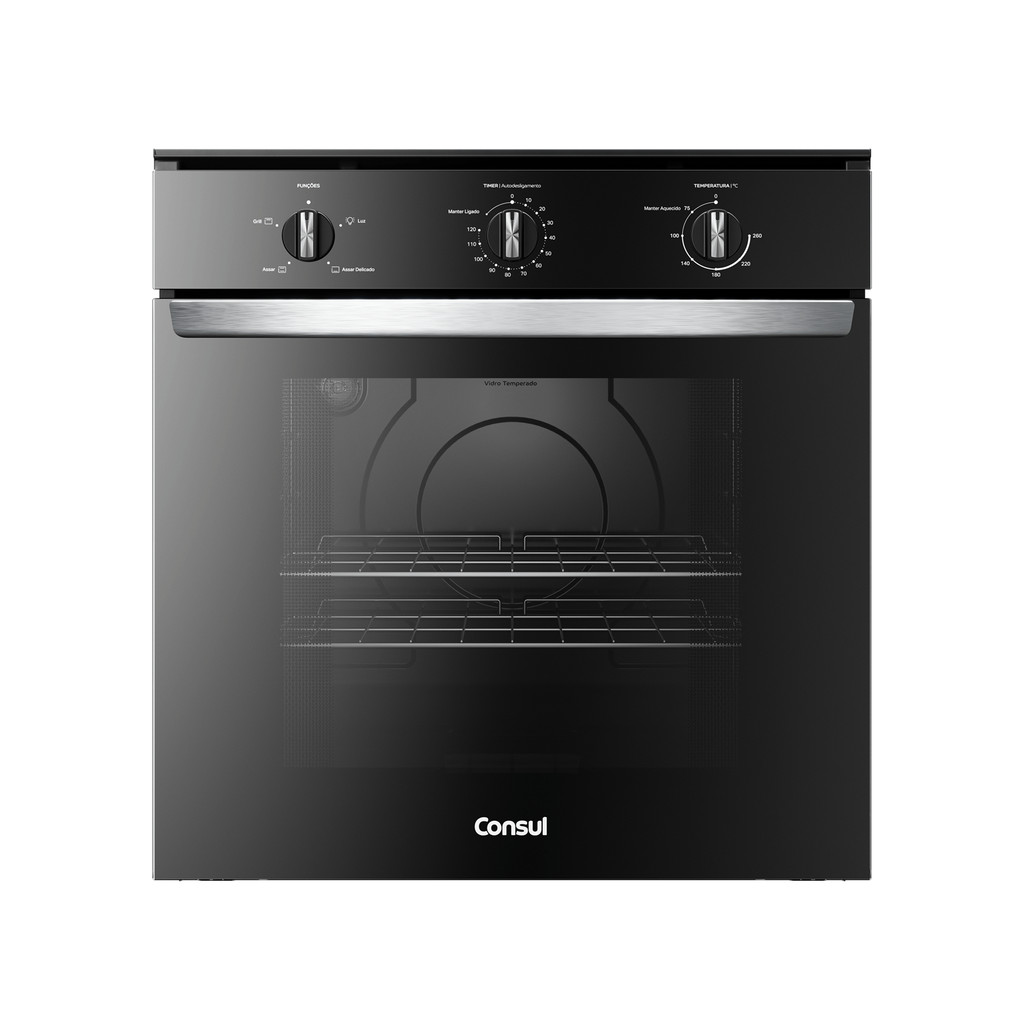 Imagem Forno de Embutir Elétrico Consul 84 Litros Preto com Timer Autodesligamento e Grill - COB84BE
