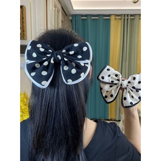 Pequeno fresco preto bolinhas Chiffon arco acessórios para o cabelo das crianças doce moda primavera clipe de cabelo est