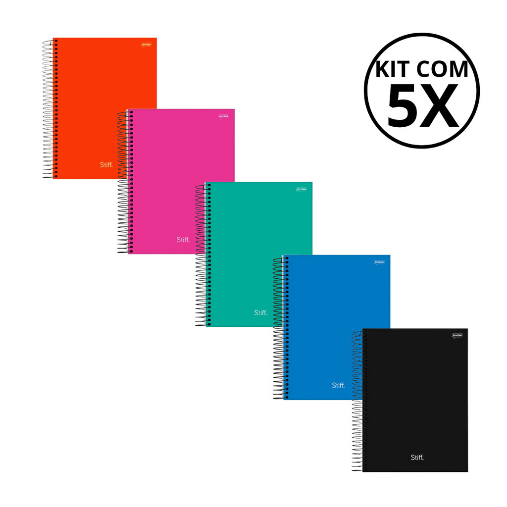 Kit Com 05 Cadernos 10 Matérias 160 Folhas Stiff - JANDAIA