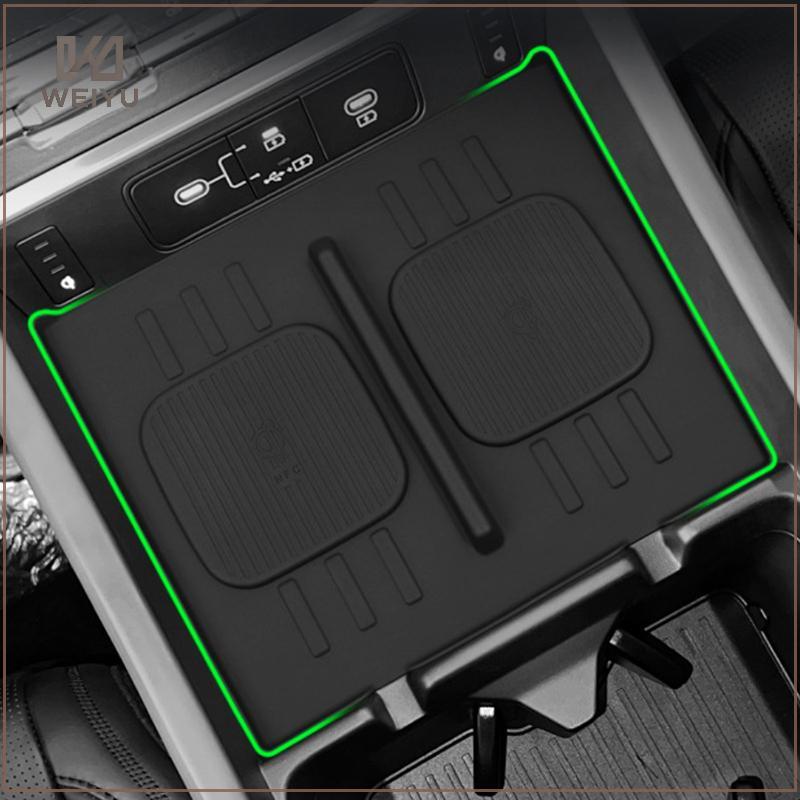WEIYU 1 Peça Para Santa Fe 2024 Acessórios Interiores De Automóveis Tapete Carregador Sem Fio Apoio Braço Central PVC Bl
