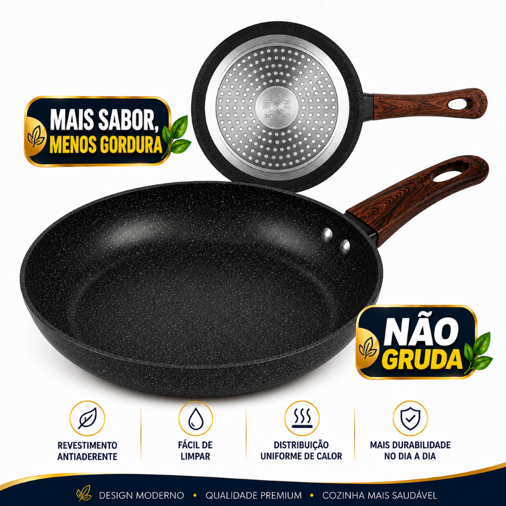 Frigideira Ceramica Antiaderente Indução Não Gruda Profissional Fritura Fogão Cozinha Ovo