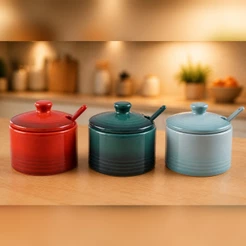 Açucareiro De Cerâmica Le Chef Com Colher 200ml Hauskraft Premium