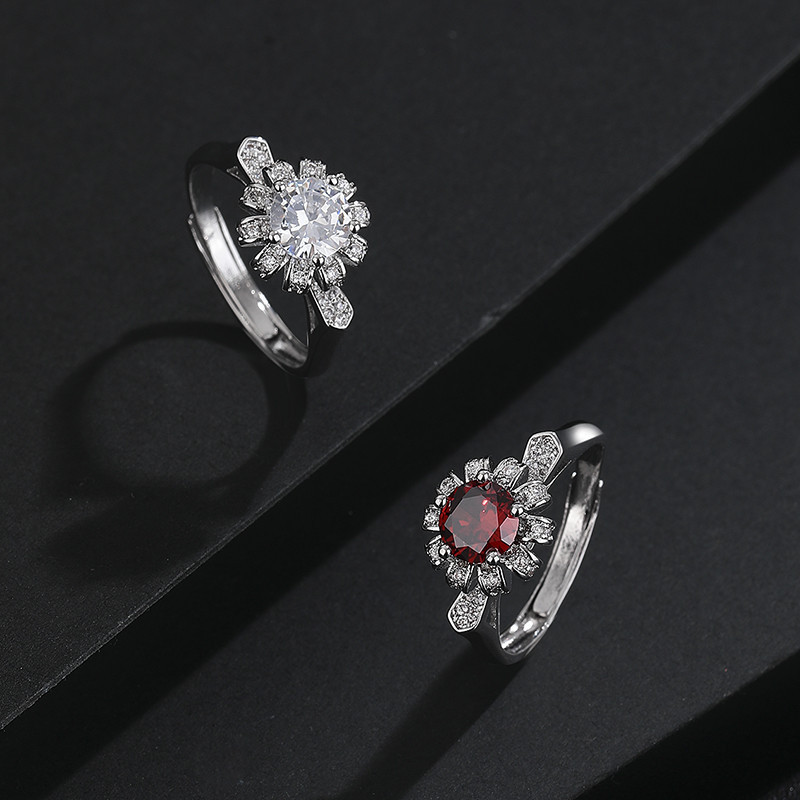 Anel de diamante de um quilate, anel estroboscópico de abertura, imitação de Moissan, proposta incrustada, casal, anel d