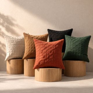 Capa de Almofada Fita 42x42cm Algodão Macramê Artesanal Bohochic Rustica Trance Moderna