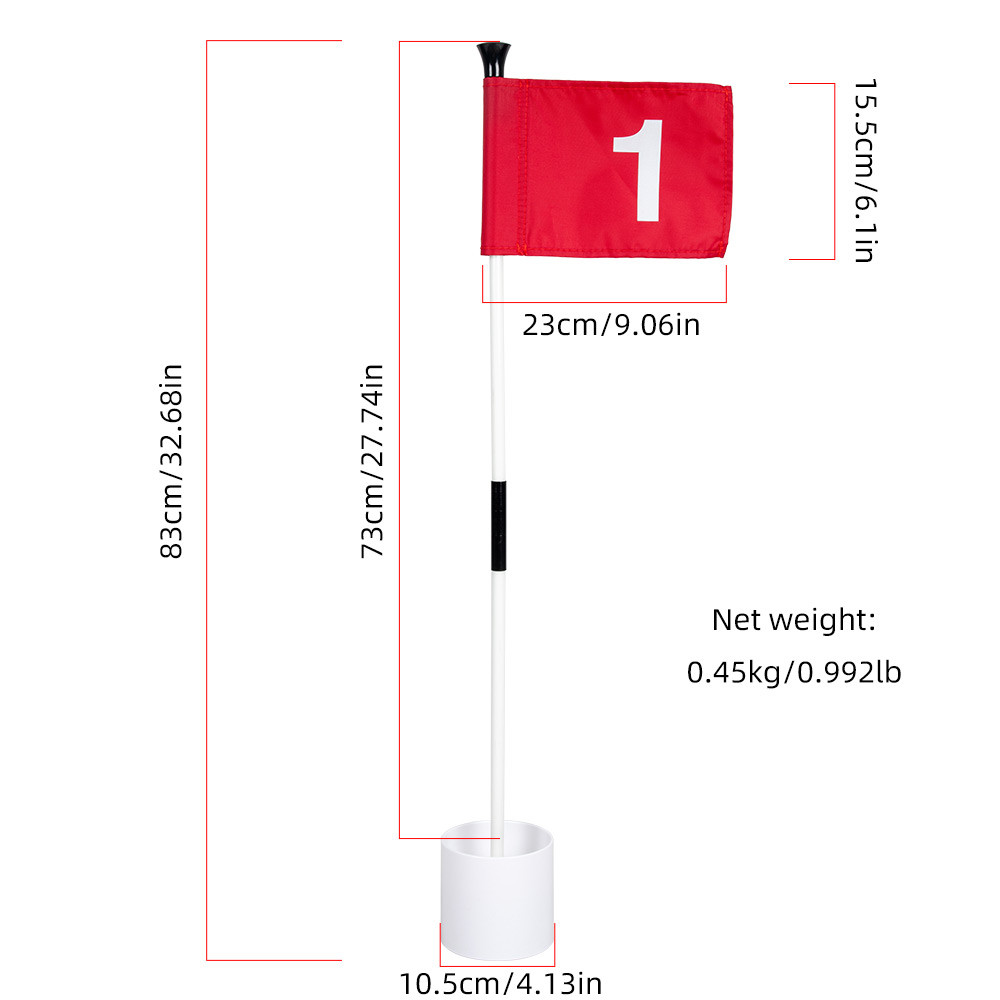 Copo Golf Green Hole No. Conjunto de mastro de bandeira 1-4 branco destacável copo de buraco de bandeira de golfe