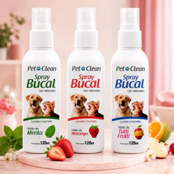 Spray Bucal Para Hálito Cães e Gatos Spray Morango Menta Tutti Frutti 120ml Cachorro Gato Pet