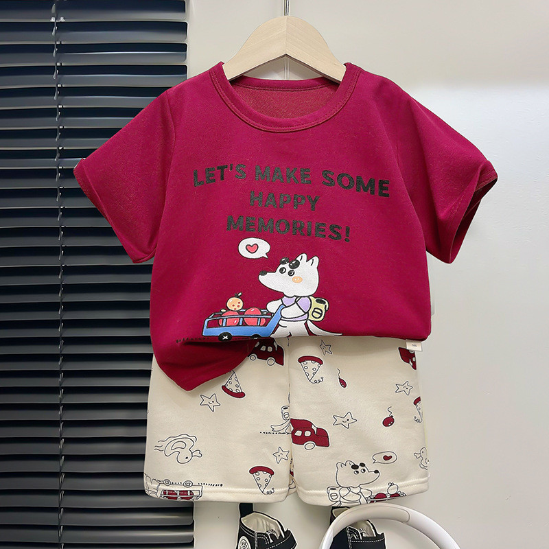 Crianças terno de manga curta dos desenhos animados meninas meninos camiseta verão roupas do bebê versão coreana roupas 
