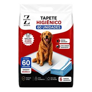 Tapete Higiênico Zentra Cachorro 60x60cm 6 Camadas Super Absorvente