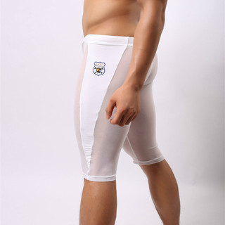 BRAVE PESSOA Calças masculinas de comprimento médio malha transparente Nylon fino seda Tether cuecas Boxer de cinco pont