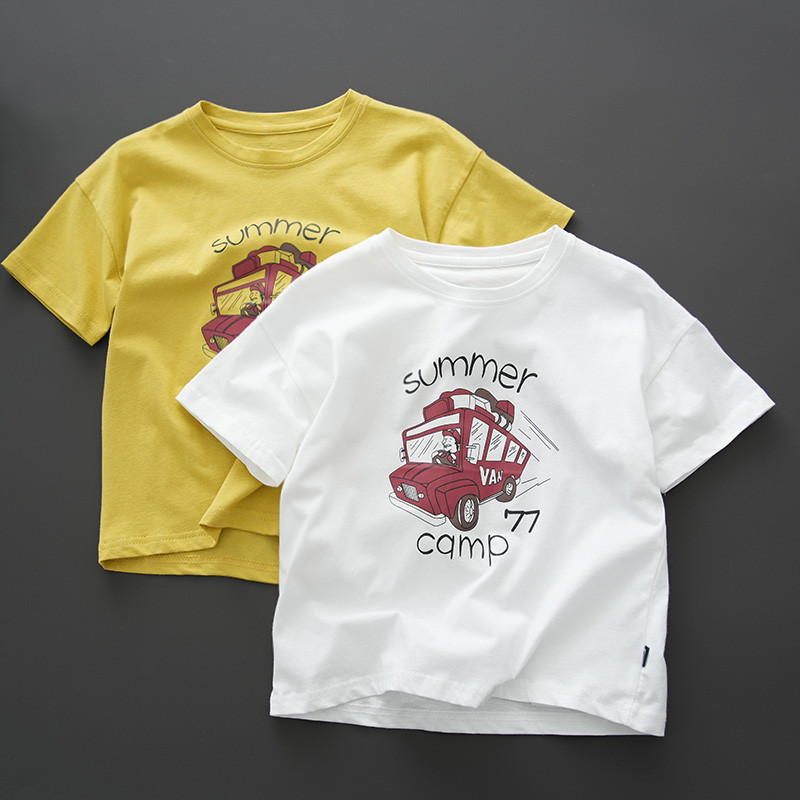 79587 estoque de limpeza crianças dos desenhos animados camiseta meninos meninas puro algodão manga curta camisa de fund