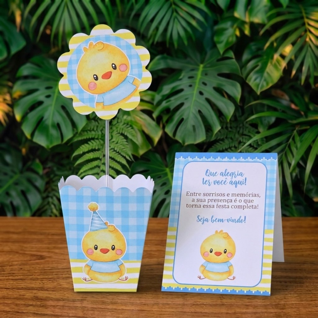 Centros de mesa + Plaquinhas PINTINHO AMARELINHO lembrancinhas personalizadas mimos aniversario infantil decoração
