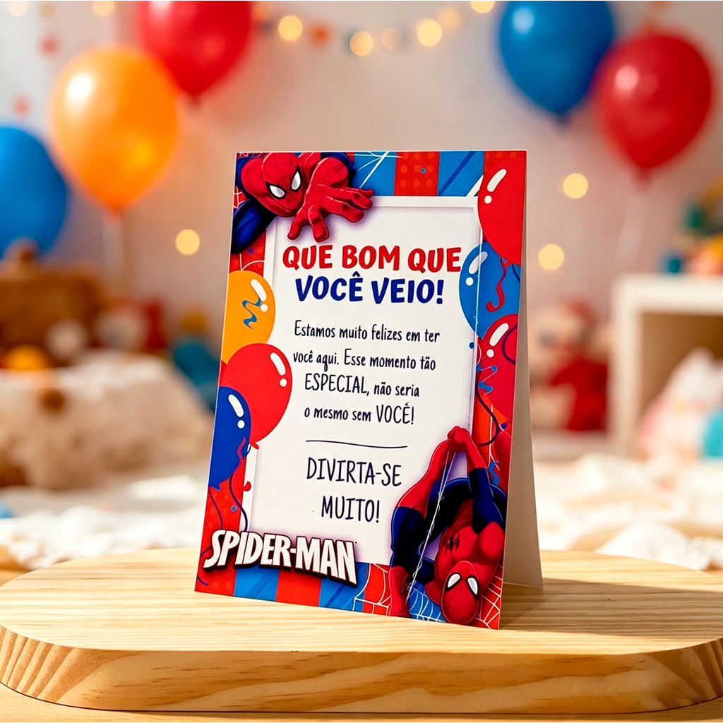 Plaquinha HOMEM ARANHA | Centro de Mesa Agradecimento Decoração de Festa Infantil ou Lembrancinha