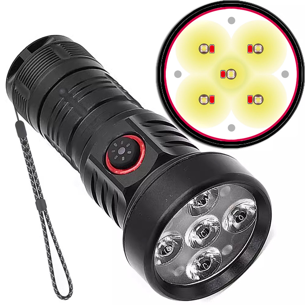 Mini lanterna de luz forte recarregável Super brilhante liga alumínio portátil 5 luzes pequeno canhão aço 18350 recarreg