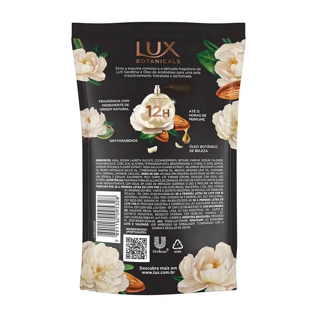 Kit 6 und Sabonete Líquido Lux Gardênia e Óleo de Amêndoas Refil 200ml — imagem 2 de 2