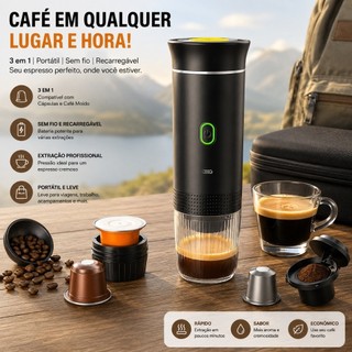 3 Em 1 Mini Máquina De Café Expresso Elétrica Portátil Sem Fio Para Carro E Casa Acampamento Viagem Cápsula Cafeteira